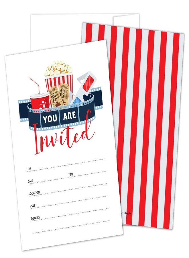 Hat Acrobat Movie Party Invitations with Envelopes Perfect for Movie Theme Party, Hollywood Party, Red Carpet Party, Movie Night, for Girls, Boys, Pack of 25 (Popcorn Bag) - Image 1