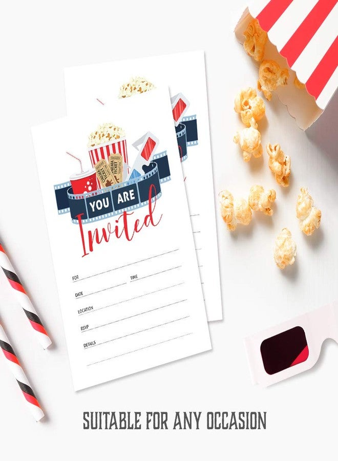 Hat Acrobat Movie Party Invitations with Envelopes Perfect for Movie Theme Party, Hollywood Party, Red Carpet Party, Movie Night, for Girls, Boys, Pack of 25 (Popcorn Bag) - Image 5