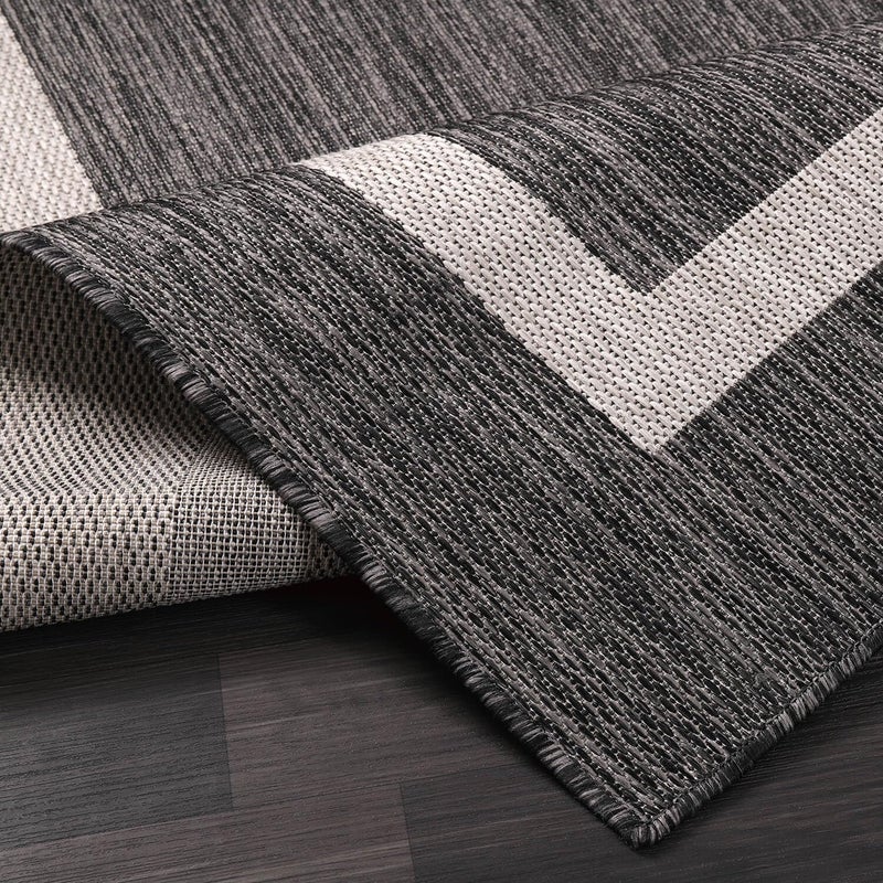 Luul Home Bordered Outdoor Rug 5x7 Washable Outside Carpet for Indoor Patio Porch Waterproof Easy Cleaning Non Shedding Area Rugs Gray 5 x 7 - Image 3