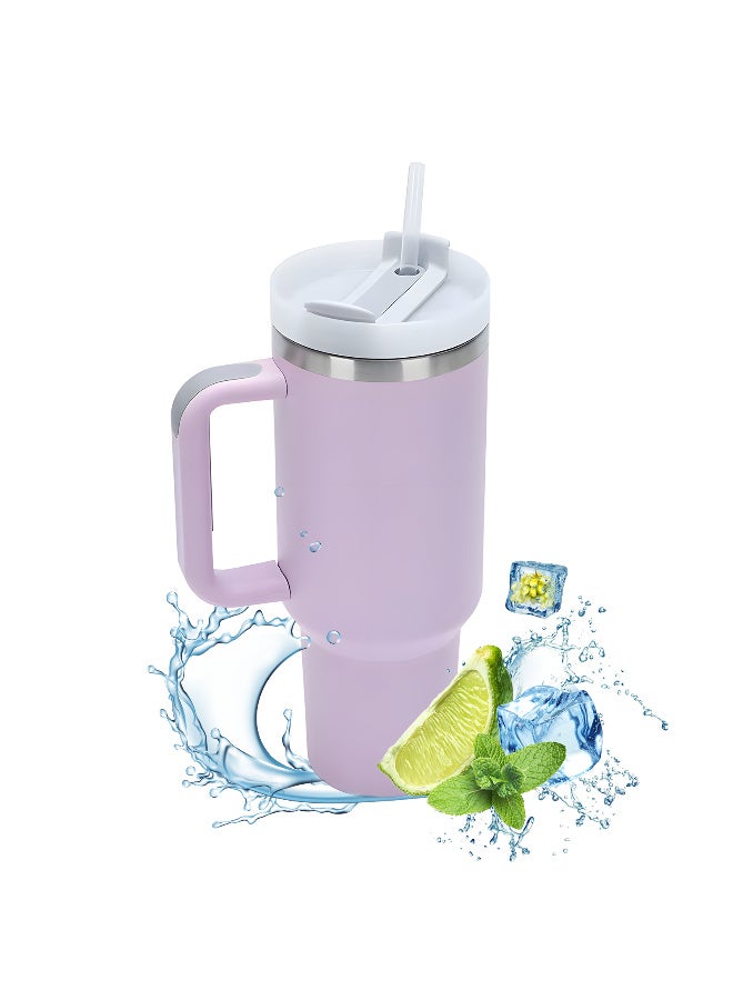 GEMFUL 40 oz Tumbler with Handle Insulated Thermal Cup with Lid and Straw Stainless Steel for Iced Tea Coffee Cold Beverages