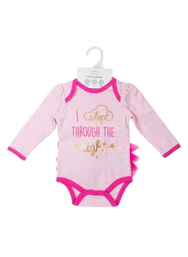 Mothers Choice Pack Of 3 -Baby Tutu Bodysuit, Embellished Hat And Socks