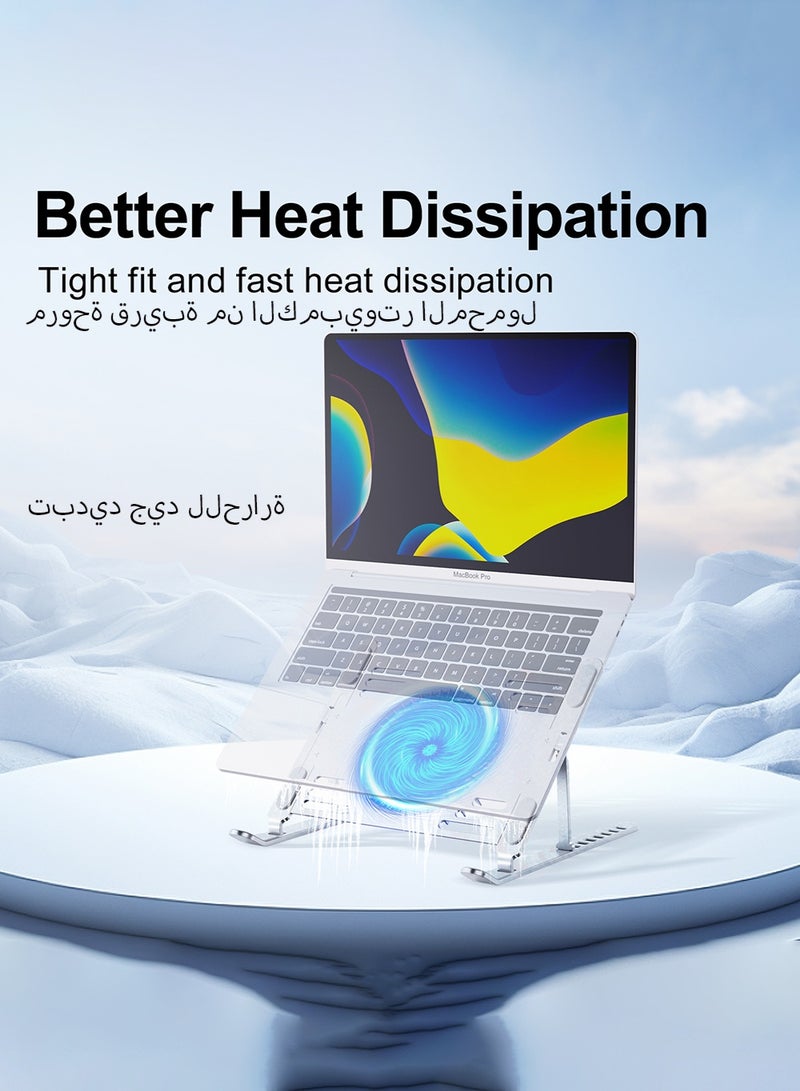 هوديوس حامل لابتوب من سبائك الألومنيوم مع مروحة، زاوية قابلة للتعديل، قابل للطي، ثابت وغير قابل للانزلاق، رمادي فضي - Image 4