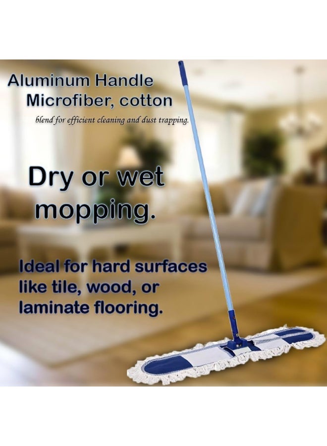 sai Dust Control Floor Cleaning Mop | Reusable Washable Cotton Flat Mop Head | Wet & Dry Airport Mops | Long Aluminum Handle | Swivel 360 Rotating Head | Suitable For All Hard & Soft Floor Surfaces - Image 3