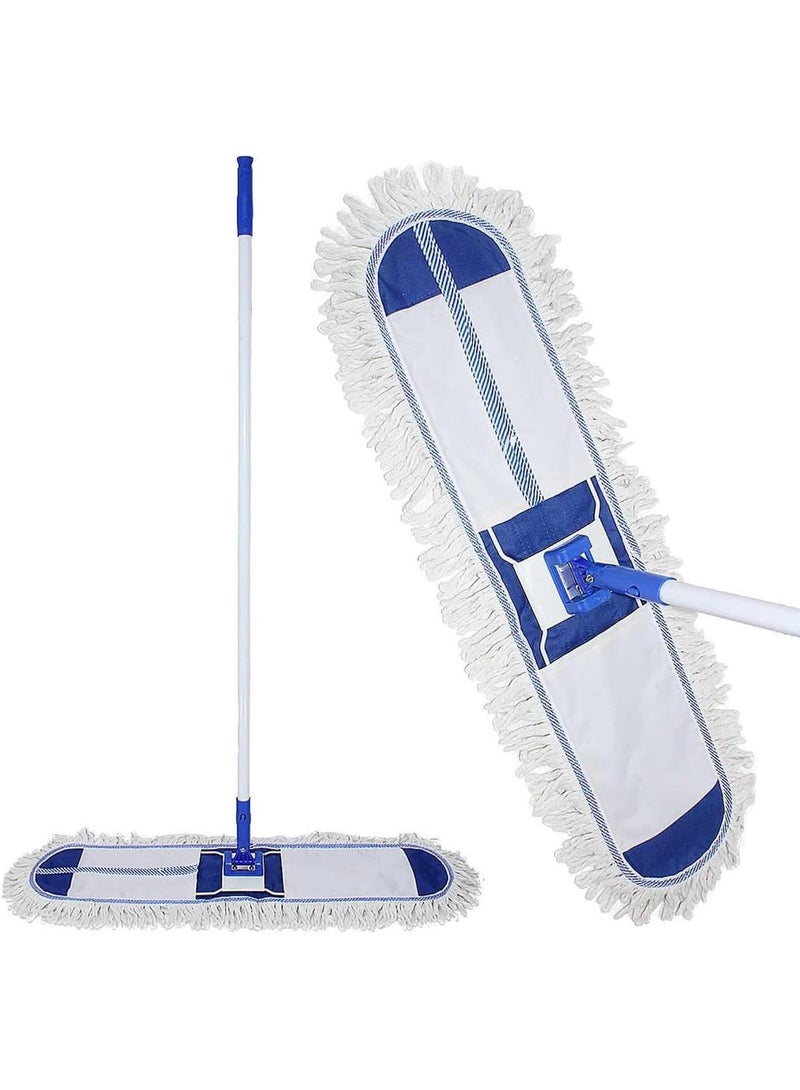 sai Dust Control Floor Cleaning Mop | Reusable Washable Cotton Flat Mop Head | Wet & Dry Airport Mops | Long Aluminum Handle | Swivel 360 Rotating Head | Suitable For All Hard & Soft Floor Surfaces - Image 1