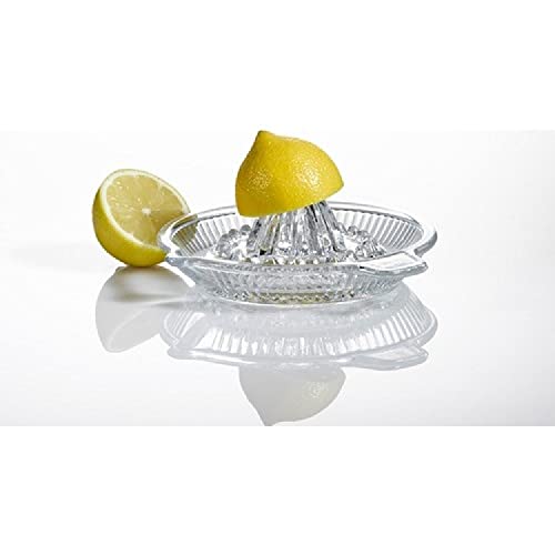 DUHALINE Lemon Squeezer, Portable Citrus Juicer, Crystal Reamer Manual Juicer with Handle and Spout for Fresh Juice, Lime Orange, Heavy Clear Glass - Image 1