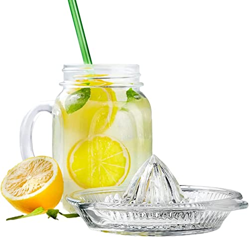 DUHALINE Lemon Squeezer, Portable Citrus Juicer, Crystal Reamer Manual Juicer with Handle and Spout for Fresh Juice, Lime Orange, Heavy Clear Glass - Image 5