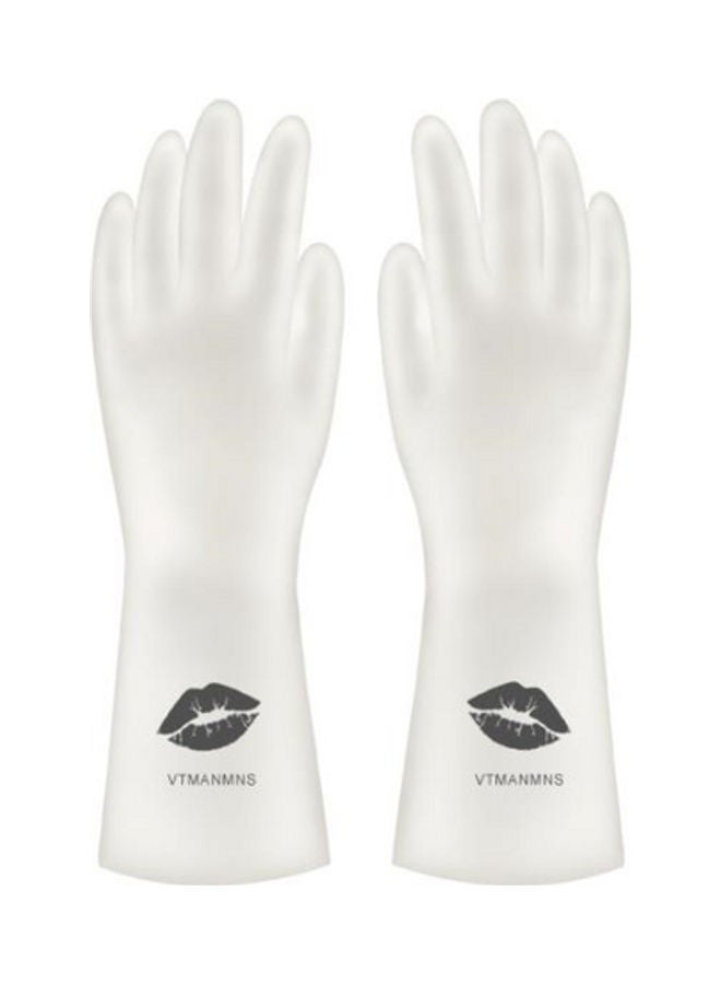 NIBEMINENT Waterproof Non-Slip Durable Rubber Large Size Gloves Off White/Black