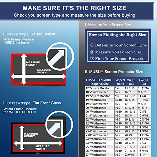 MUBUY-GOL 2 Pack 24" Anti Glare Matte Screen Protector for Sceptre/LG/Dell/HP/Acer/ViewSonic/ASUS/Aoc/Samsung/KOORUI/InnoView/CRUA/BenQ/SANSUI Diagonal 24" 16:9 LED PC Screen Gaming Monitor (20.9" x 11.8" / W x H) - Image 2