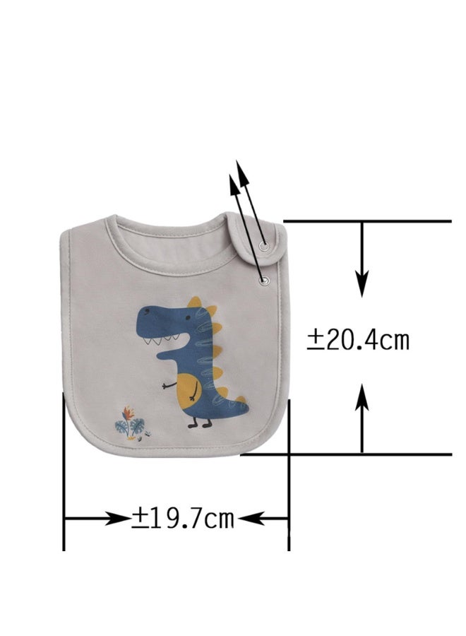 Baby Bibs Set of 6, Waterproof Cotton with Adjustable Snaps, Dinosaur Design, 19.7 x 20.4 cm - Image 3