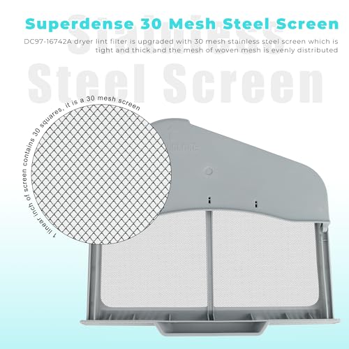 prime&swift DC97-16742A Lint Trap fit for Samsung Dryer Lint Trap Replacement,Stainless Steel Lint Trap Screen Parts fit for SAMSUNG Dryer DV456ETHDSU/AA DV45H7000EW/A2 DVE50R5200W/A3 DVE50R5400V/A3 prime&swift - Image 3