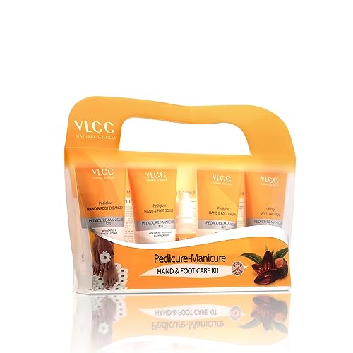 VLCC Pedicure - Manicure Hand & Foot Kit - 150g + 60ml | Remove Dirt, Impurities & Dead Skin Cells | Softens and Nourishes Hand and Feet | Combo of Oil, Cleanser, Scrub, Cream, Anti tan pack. - Image 1