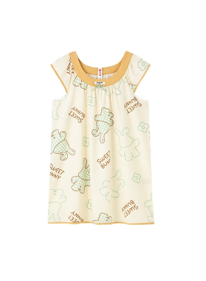 Fenton Fenteng 100% Cotton Sleep Dress For Girls New Vitality Little Rabbit Breathable Can Be Worn Outside Children's Air-conditioned Clothing - Image 5