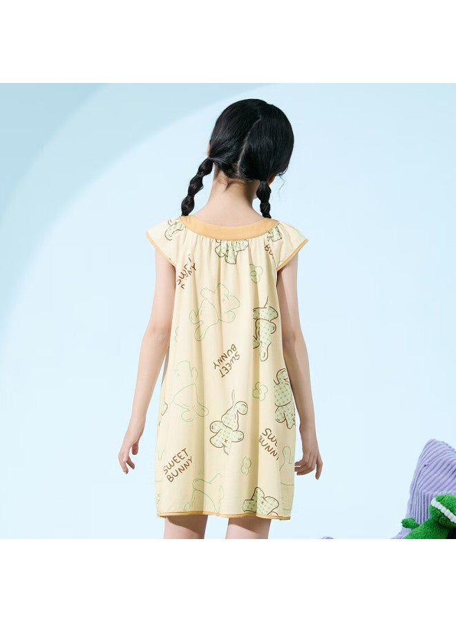 Fenton Fenteng 100% Cotton Sleep Dress For Girls New Vitality Little Rabbit Breathable Can Be Worn Outside Children's Air-conditioned Clothing - Image 3