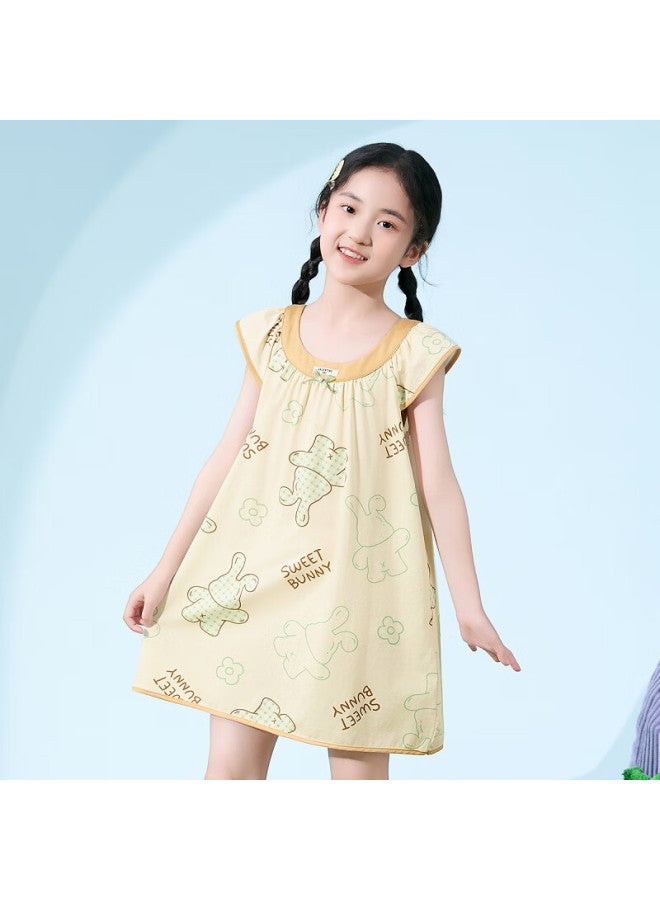 Fenton Fenteng 100% Cotton Sleep Dress For Girls New Vitality Little Rabbit Breathable Can Be Worn Outside Children's Air-conditioned Clothing - Image 1