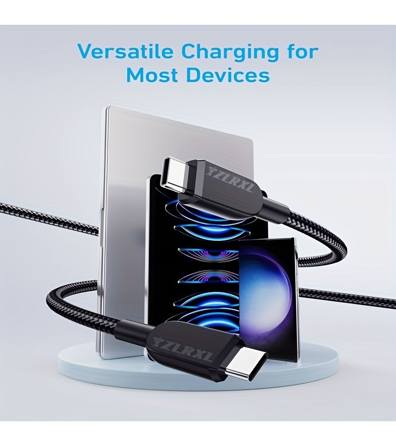 كابل شاحن سريع USB-C بقدرة 100 واط بطول 200 سم لجهاز iPhone 15، مضفر. - Image 5