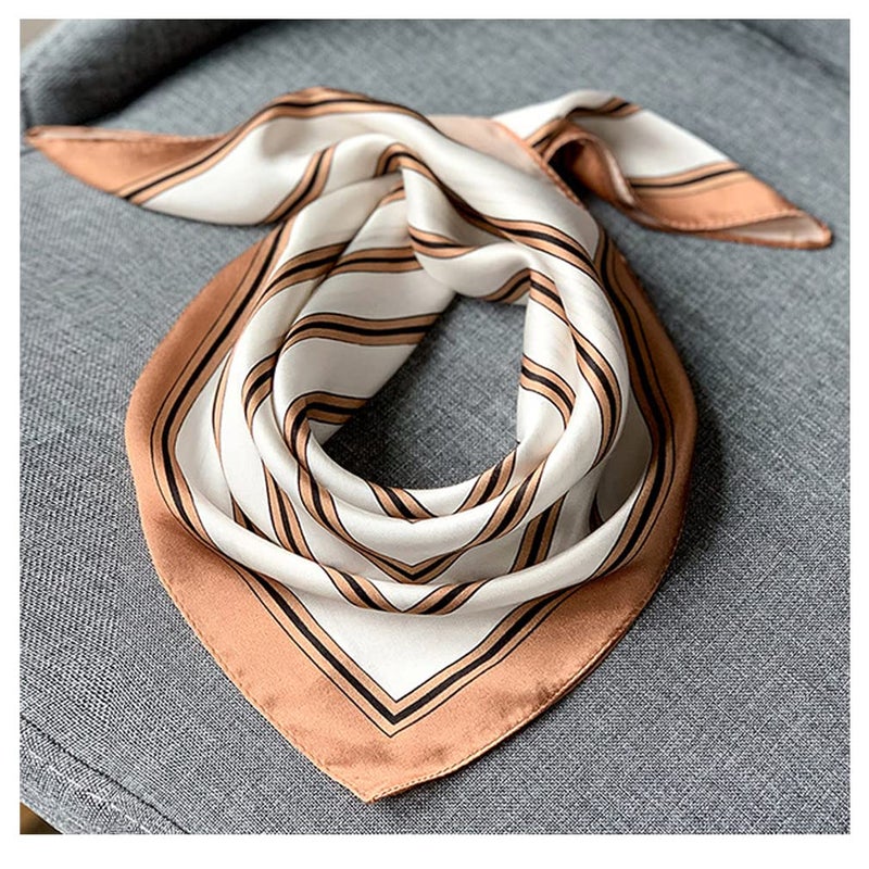 Aufeel Women's 100% Pure Mulberry Silk Small Square Scarf - Neckerchief Women - Silk Headscarf - 21" x 21" - Image 4