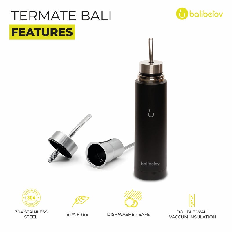 BALIBETOV بالبيتوف 25oz زجاجة يربا مات للخدمة الذاتية – كوب مات أوتو-سيبانتي من الستانلس ستيل مع فوهة مزدوجة | مبردة بالتفريغ، لا تنسكب، الكل في واحد لصنع المات | يحافظ على الماء ساخن لساعات - Image 4