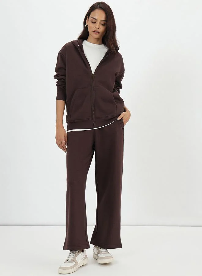 فيميلا سويت شيرت فليس بني بسحاب كامل