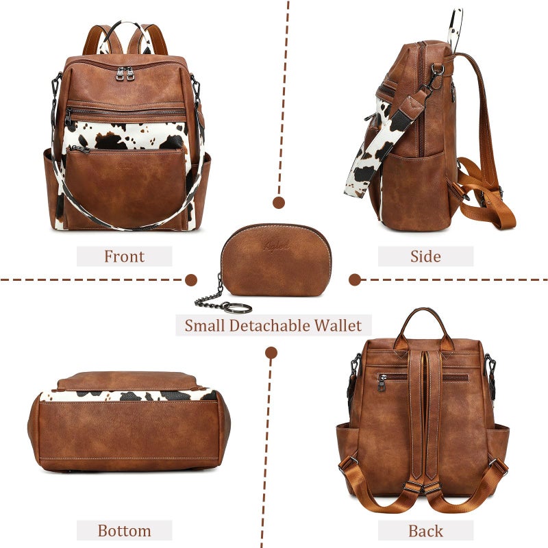 AGLOD Leather Backpack Purse for Women Designer Ladies Shoulder Bag Fashion Faux Work Travel Daypack - Image 5