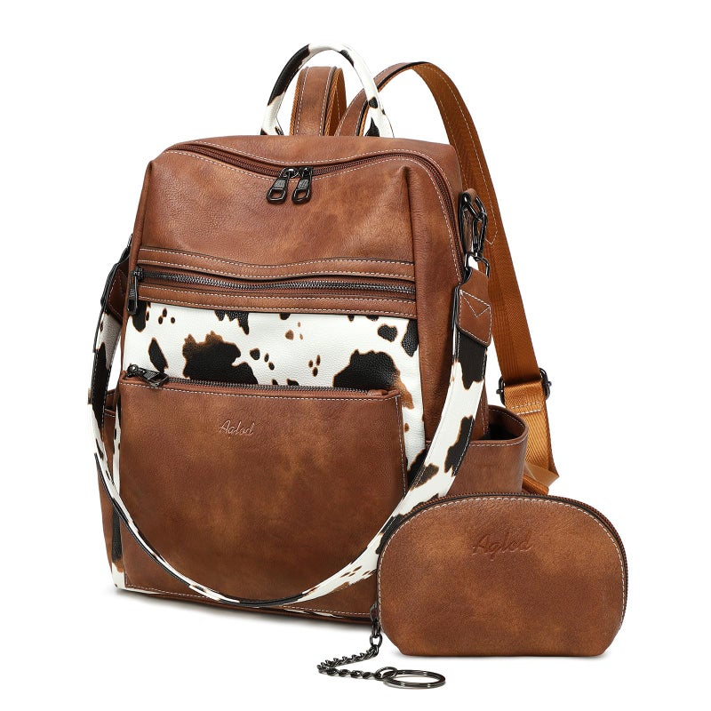 AGLOD Leather Backpack Purse for Women Designer Ladies Shoulder Bag Fashion Faux Work Travel Daypack - Image 1