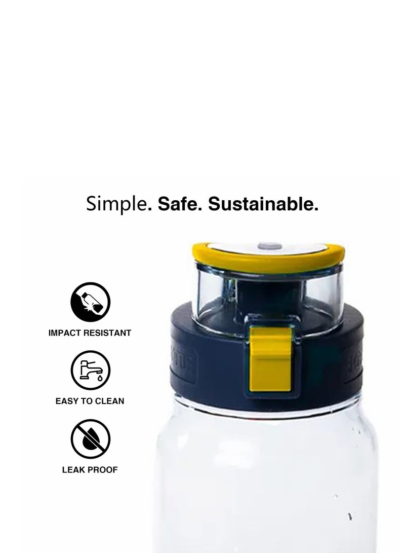 Fissman زجاجة ماء، خالية من BPA وغير سامة، زجاجة عصير بلاستيكية محلية الصنع، مشروبات باردة 840 مل صفراء - Image 3