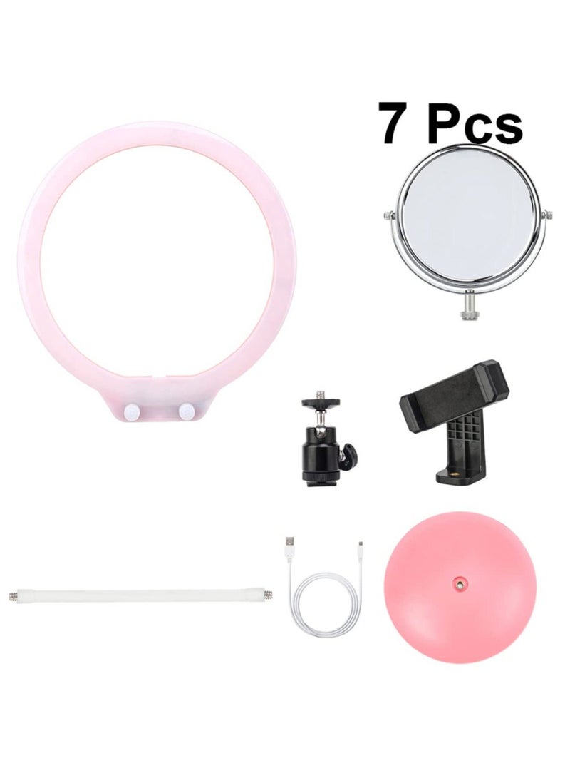 SYOSI 7Pcs Portable Mini Desk Set, Selfie Ring Makeup, Fill Light Video Lighting Clip Camera Circle with