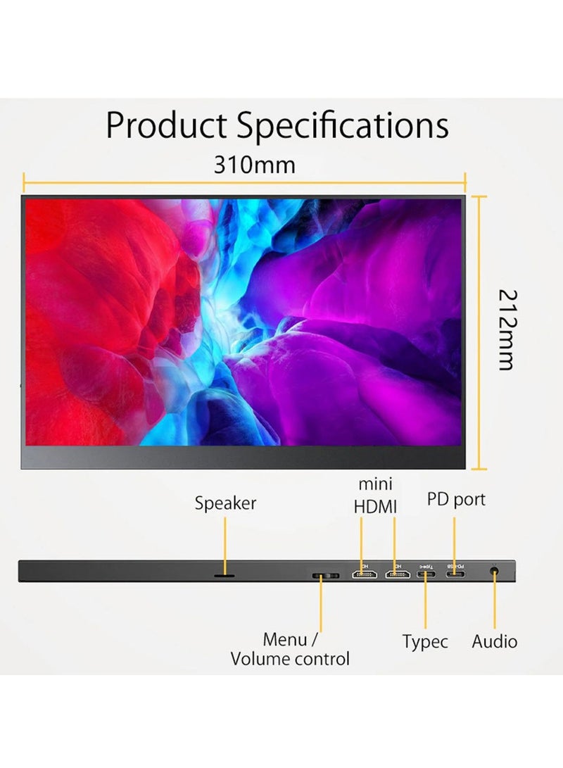 HILUKE 2.5K Portable Monitor 14 Inch with HDR: Ultra-Thin IPS Screen, USB-C & HDMI Plug and Play, Includes Smart Stand Cover, for Laptop, PC, Mac, Phone, and Xbox - Image 2