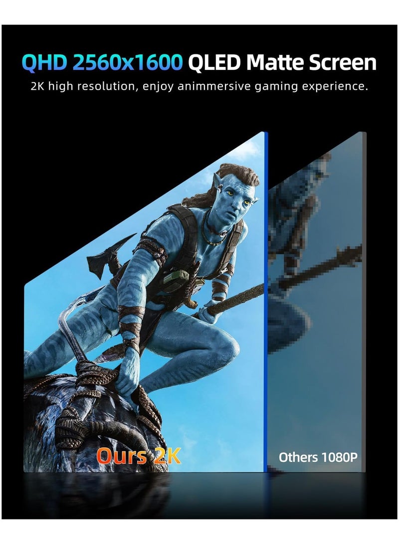 HILUKE 2.5K Portable Monitor 14 Inch with HDR: Ultra-Thin IPS Screen, USB-C & HDMI Plug and Play, Includes Smart Stand Cover, for Laptop, PC, Mac, Phone, and Xbox - Image 4