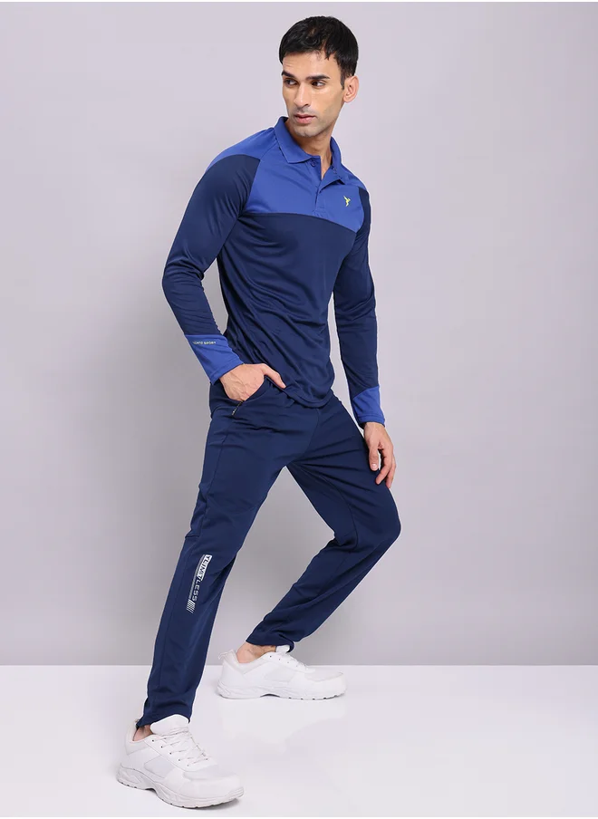 تكنوسبورت Men Blue Solid 4-Way Stretch Track Pants