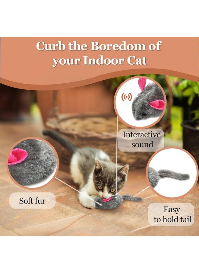 SunGrow - Squeaky Plush Mice For Cats, 3 Tug Squeaker Chews For Kittens' Interactive Fun, Hide And Seek Activity, Soft Stuffed Fetch For Ferrets - Image 1