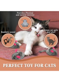 SunGrow Squeaky Plush Mice For Cats, 3 Tug Squeaker Chews For Kittens' Interactive Fun, Hide And Seek Activity, Soft Stuffed Fetch For Ferrets  - Image 3