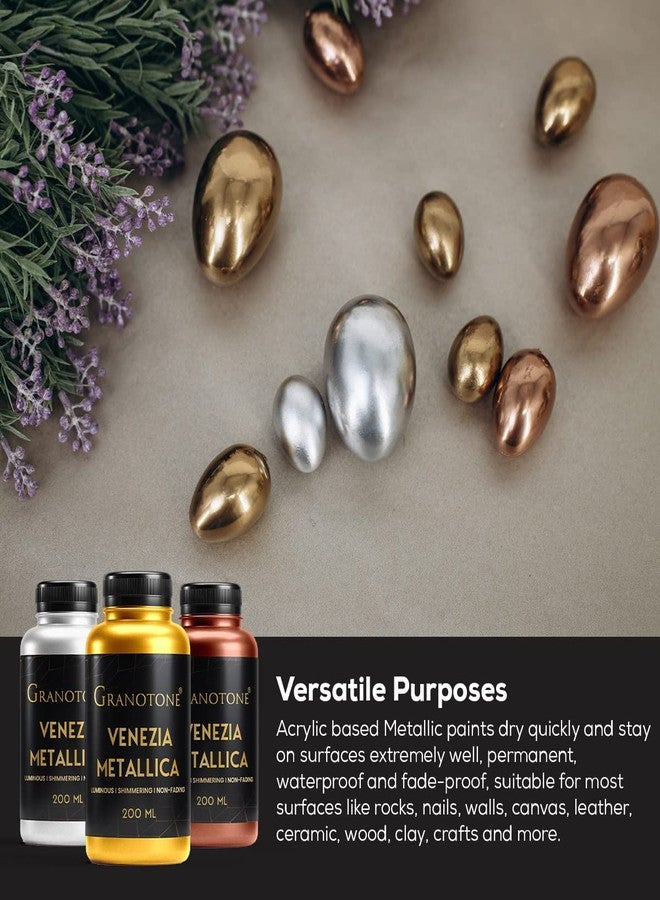 GRANOTONE Venezia Metallic Acrylic Paint, 200 ML - Extra Sheen, Non-Fading, Indoor/Outdoor, Non-Toxic, Multi-Surface - For Artists, Hobbyists & Kids - Made in India (VIOLET) - Image 3