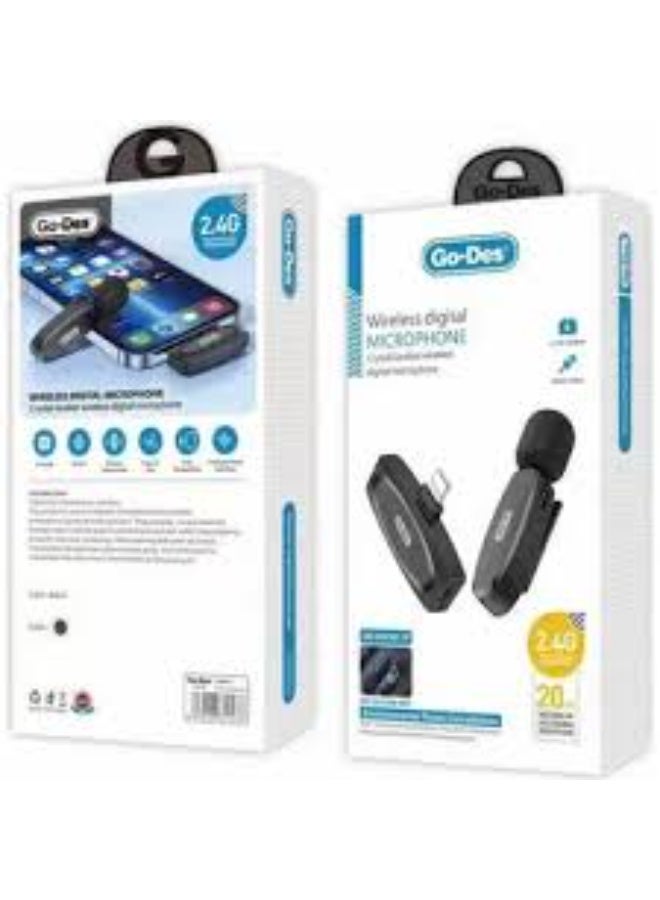 جو-ديز ميكروفون رقمي لاسلكي بمشبك GD-WS301TC – ميكروفون "Lavalier" بمنفذ USB-C يعمل بنظام التوصيل والتشغيل الفوري (Plug-and-Play)، يتميز بخاصية إلغاء الضوضاء، وتقنية نقل بتردد 2.4 جيجاهرتز، ونطاق تغطية يصل إلى 20 متراً، وبطارية قابلة لإعادة الشحن؛ وهو مثالي لمدونات الفيديو (Vlogging)، والبث المباشر، والمقابلات، والدروس عبر الإنترنت. - Image 3