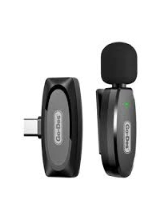 جو-ديز ميكروفون رقمي لاسلكي بمشبك GD-WS301TC – ميكروفون "Lavalier" بمنفذ USB-C يعمل بنظام التوصيل والتشغيل الفوري (Plug-and-Play)، يتميز بخاصية إلغاء الضوضاء، وتقنية نقل بتردد 2.4 جيجاهرتز، ونطاق تغطية يصل إلى 20 متراً، وبطارية قابلة لإعادة الشحن؛ وهو مثالي لمدونات الفيديو (Vlogging)، والبث المباشر، والمقابلات، والدروس عبر الإنترنت. - Image 1