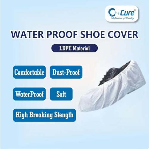 C-Cure® Disposable Shoe Cover for Rain | Waterproof Shoes Cover for Rain | Shoe Cover | Rain Shoe Cover | Rain Cover for Shoes | Shoe Rain Cover Waterproof | (Pack of 100, White) - Image 3