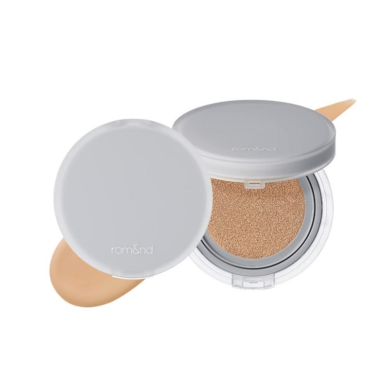 rom&nd Romnd Nu Zero Cushion 05 Sand 25 Long Lasting High Coverage Semi Matte Finish Flawless Complexion Without Cakey Face Makeup Base and Fixer Thinly Layered Korean Cushion Foundation