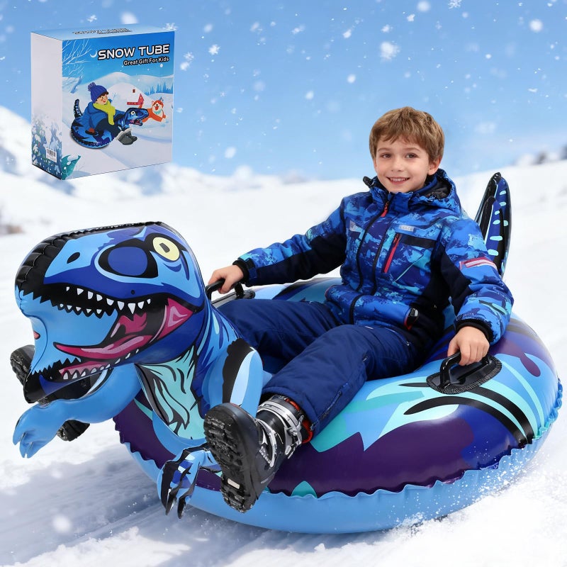 BSIEZC Dinosaur Snow Tube, Inflatable Snow Tube Snow Sled for Kids & Adults, Sledding Heavy Duty Reinforced Double Layers Bottom, Ideal Christmas Gifts Snow Toys Winter Outdoors Fun Boys Girls(1 Pack) - Image 1
