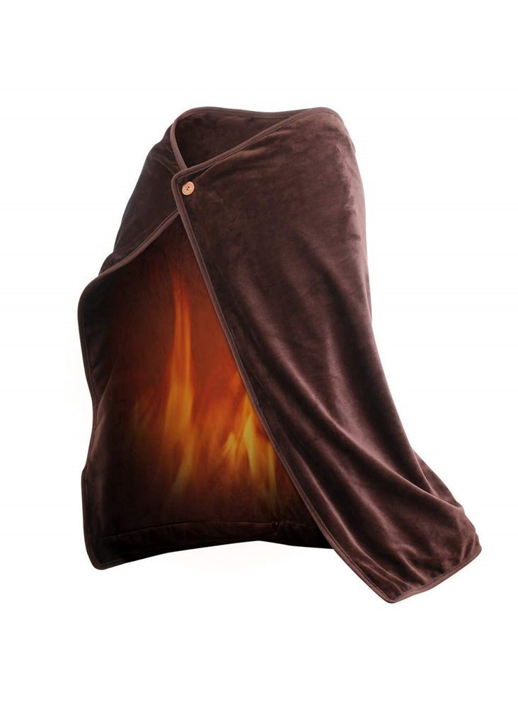 general Heated Blanket Wrap Shawl USB Heating Wearable Electric Blanket with USB Charger Multifunctional Soft Plush Flannel Shawl Heated Blanket for Car Office Home - Image 1