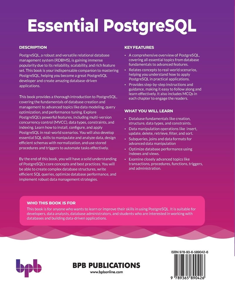 Essential PostgreSQL: Your guide to database design, query optimization, and administration - Image 2