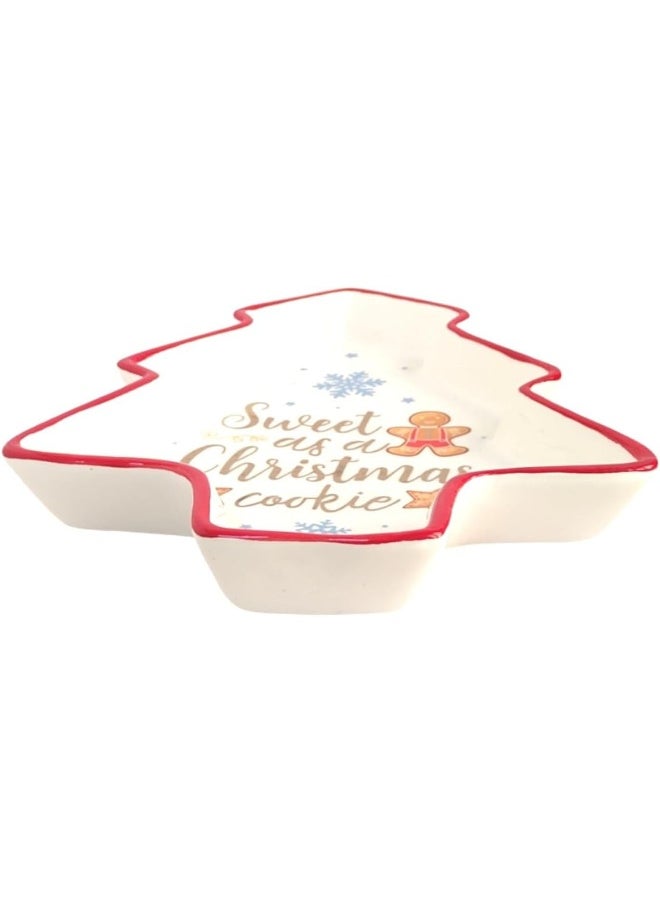 Generic FAM 1-Piece Christmas Plate Ceramic Christmas Tree Design - Christmas Dinner Plate 20.5x20.5x2cm Dessert Plate – Christmas Tableware Ceramic – Christmas Table Decorations  - Image 2