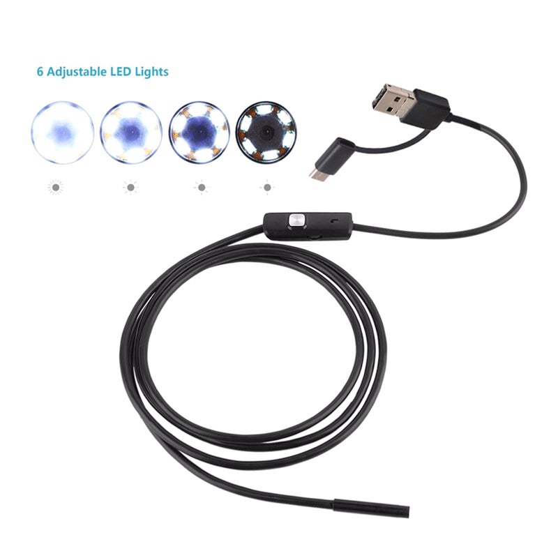 3-in-1 Industrial Endoscope Borescope Inspection Camera Built-in 6 LEDs IP67 Waterproof USB Type-C Endoscope Replacement for Android Smartphones/PC - Image 4