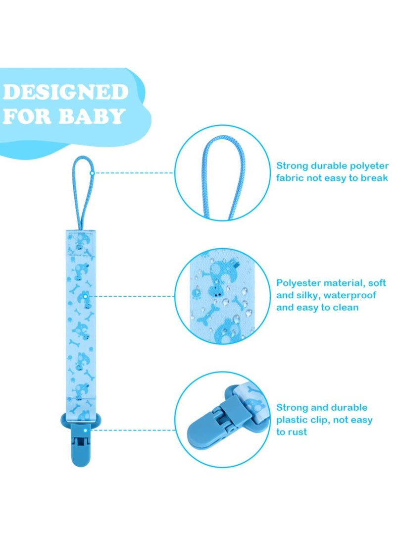 Mr. Penda 4 Pack Baby Pacifier Chain with 4 Adapters, Silicone Ring Adapter, Chain Straps for Pacifier Clip, Teething Toys for Baby (Blue)  - Image 3