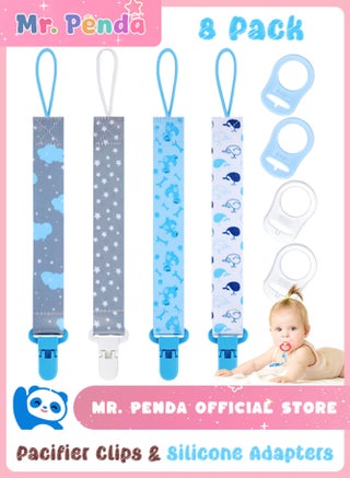 Blue Pacifier Clips + Adapters
