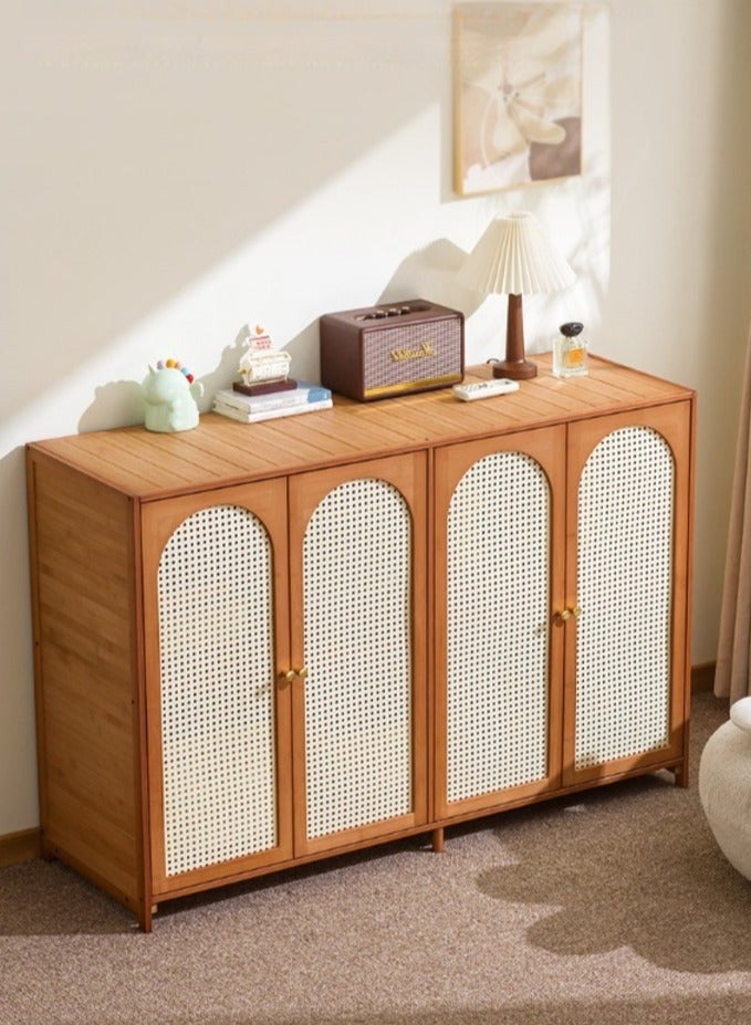 والالا خزانة تخزين من الخيزران مع 4 أبواب، خزانة جانبية بوهو، خزانة بوفيه، خزانة ريفية من الخشب الصلب، خزانة عرض مقاومة للغبار، خزانة كتب، أرفف عرض مع أرفف قابلة للتعديل لغرفة المعيشة، المطبخ، المدخل، الرواق - Image 2