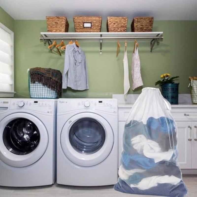 Large Breathable Mesh Laundry Bag with Drawstring Closure, Ideal Machine Washable Mesh Laundry Bag for Factories, College, Dorm and Apartment Dwellers，23 x 35 Inches (White) - Image 5