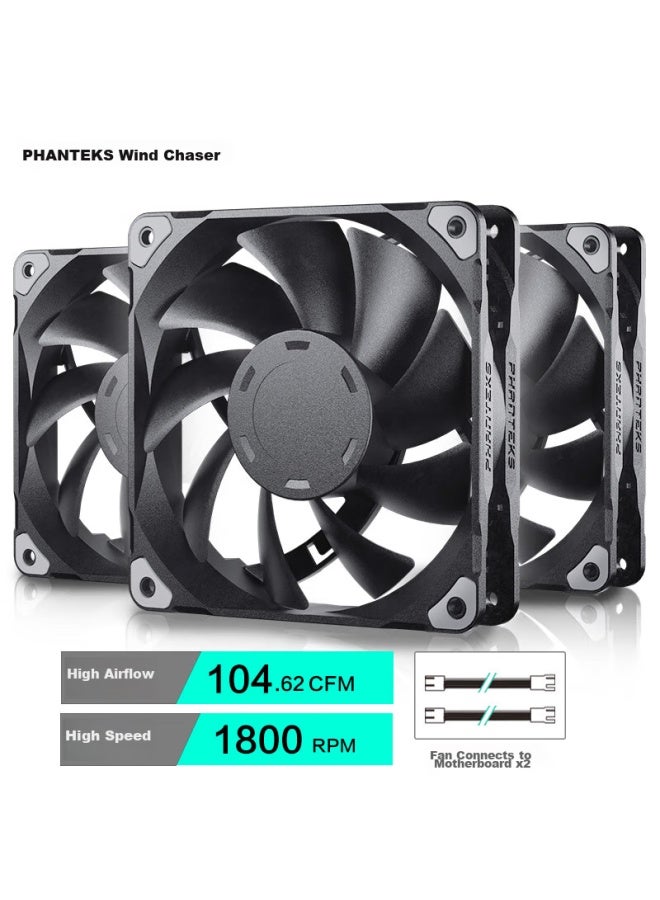 Phanteks M25 Black 14cm Desktop Case Cooling Fan, X3 Pack - Image 1