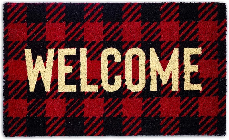 DII Natural Coir Doormat, Checkers Mat, Buffalo Check Welcome, 18X30 - Image 1