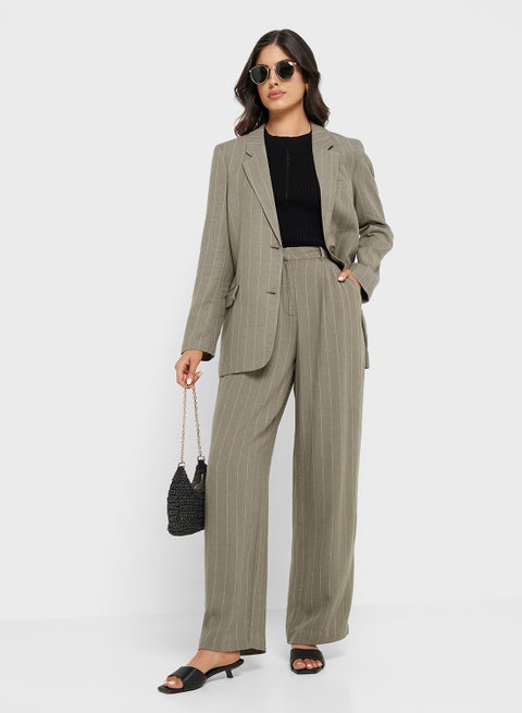 Wide Leg Striped 32" Pants