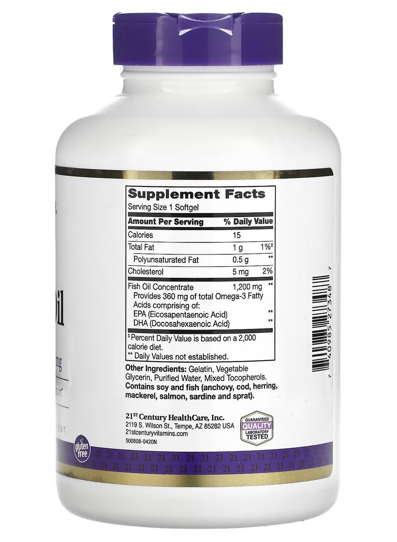 القرن الحادي والعشرون زيت السمك، 1200 ملجم، 140 كبسولة هلامية - Image 2