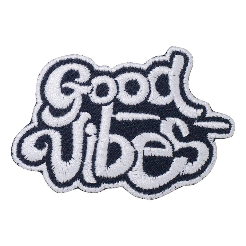 Octory Good Feeling Quotes Iron On Patches for Clothing Saw On/Iron On Funny Biker Embroidered Patch Applique for Jeans, Hats, Bags (White)